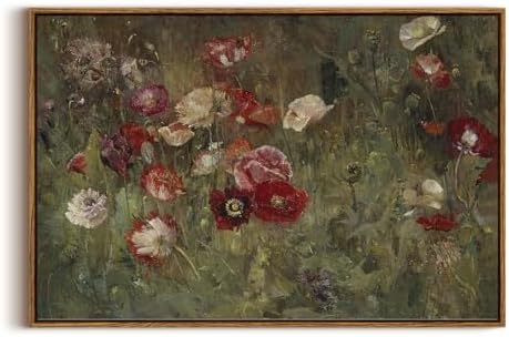 InSimSea Framed Canvas Wall Art Vintage Decor, Flowers Large Wall Art Prints, Flowers Art Modern Farmhouse Decor, Botanical Painting for Office, Bedroom Bathroom Home Decor, 20"x30" by InSimSeaArt