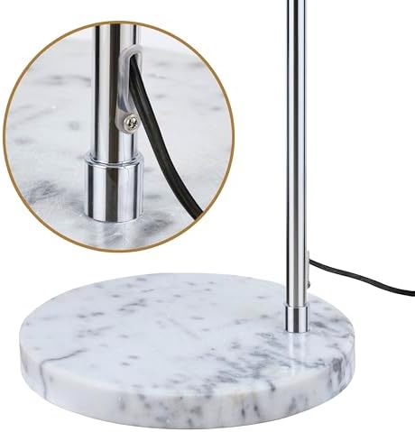 Major-Q Modern Standing Adjustable Floor Lamp with Metal Dome Shade & Marble Base for Living Room - Corner Light Arc Lamps for Bedrooms in Silver Finish - Image 3