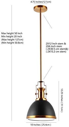 JONATHAN Y Homer Industrial Dome Pendant 10", Black/Brass Gold - Image 3
