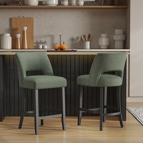 VKNOW Bar Stools Set of 2, 26" Upholstered Counter Height Bar Stools by VKNOW