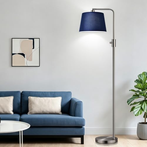 Nintiue Dimmable Floor Lamp, 1000 Lumens LED Edison Bulb Included, Brushed Nickel Arc Standing Tall Floor Lamp with Blue Shade for Living Room Bedroom Office Dining Room - Image 7