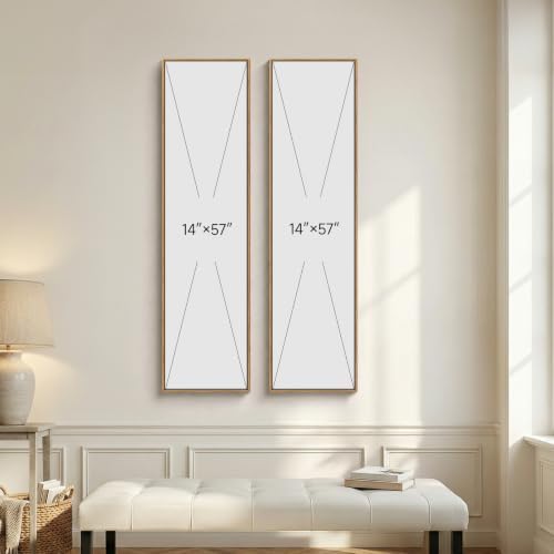 Large Framed Vertical Wall Art, Set of 2 Neutral Beige Abstract Wall Decor - Image 6