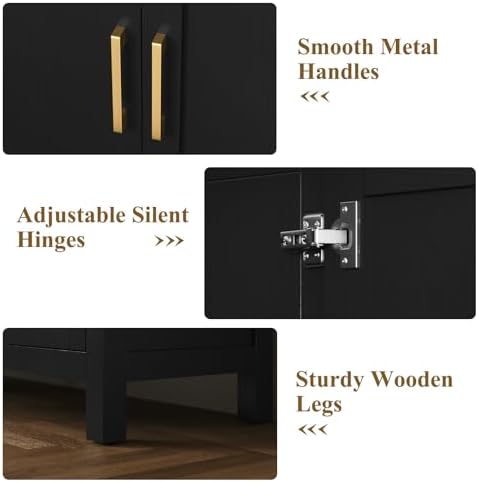 ARTPOWER 60" Sideboard Buffet Cabinet with Storage, Credenza Black - Image 3
