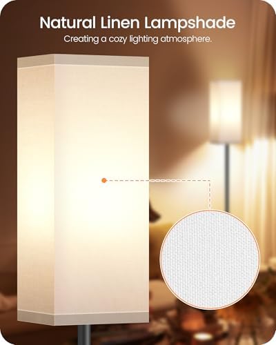 Floor Lamp, Pole Lamp with Foot Switch, Modern Standing Lamp Shade, Minimalist Freestanding Lamp (Bulb Not Included), for Living Room, Bedroom Office ETL Listed, Black and White CW07LD05 - Image 3