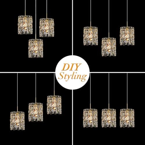 Modern K9 Gold Crystal Pendant Lights Kitchen Island Set of 3 - Image 6