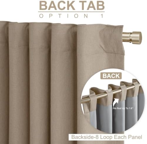 Linen Textured Blackout Sliding Door Curtains 90 Inches Long, Copper Brown - Image 3