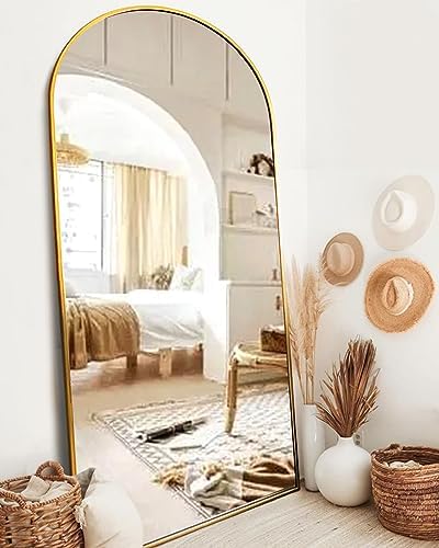ITSRG Full Length Mirror with Stand, 34"x76" Floor Mirror Freestanding, Arched Wall Mirror, Oversized Mirror, Gold Arch Mirror, Wall Mounted Mirror for Bedroom(Gold) by ITSRG