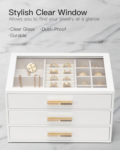 VLANDO Jewelry Box Organizer, 7-Layer Storage Drawers, Glass Window, Modern - Image 4