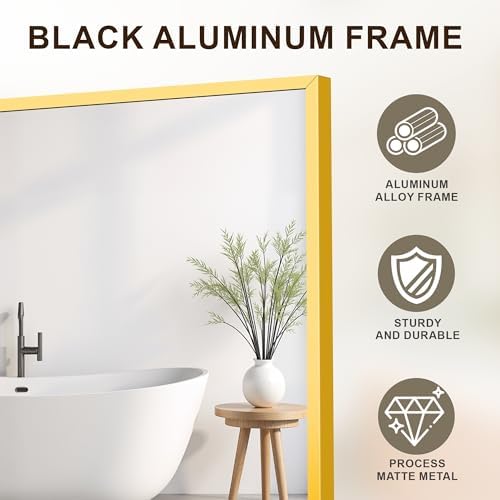 FICTOR Bathroom Vanity Mirror for Over Sink, 60" x 36", Gold - Image 5