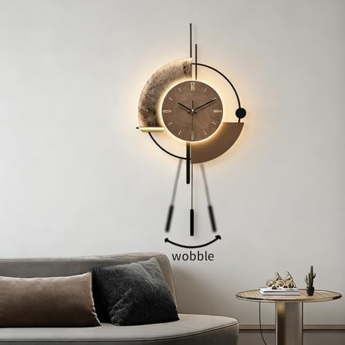 SIN&MI Wall Clock with Light,Decorative Wall Clocks with Pendulum,Silent Quality Quartz Clock Battery Operated,Large Clock for Living Room,Kitchen,Home,Bedroom Wall Decor,16.5 * 31.5 Inch - Image 6