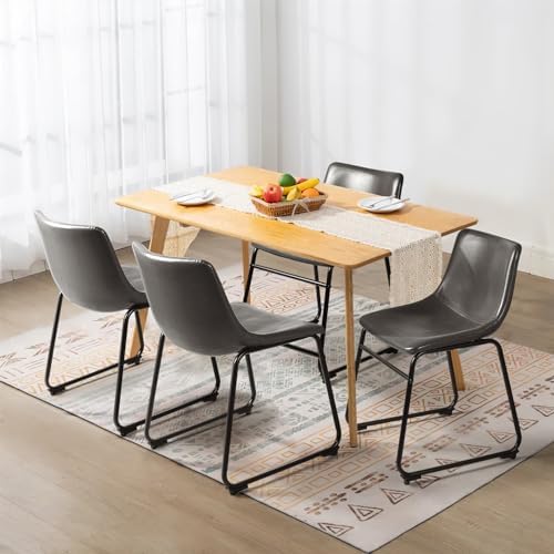 Waleaf Dining Chairs Set of 4, 18" Faux Leather Counter Height Bar Stools by Waleaf