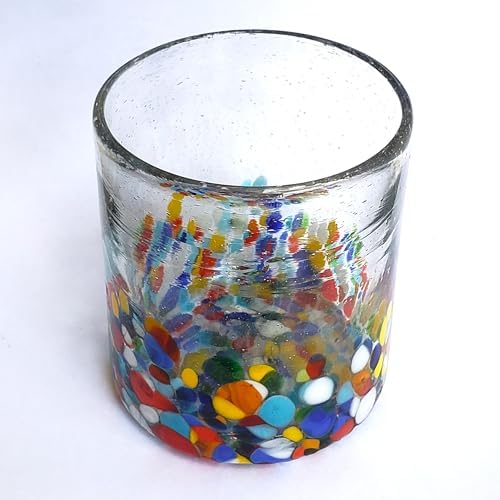 Clear & Confetti 9 oz Short Tumblers (set of 6), Recycled Glass, Lead-free, Toxin-Free (9 oz Tumbler) - Image 3