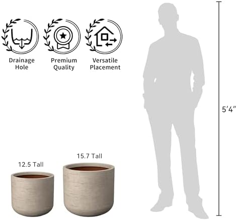 Kante Large Round Capsule Weathered Concrete Planter 13.8" Dia, Outdoor - Image 7