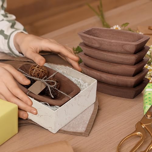 Tioncy 12 Set Wooden Dough Bowls for Decor Bulk, Small,Boat Shape - Image 5