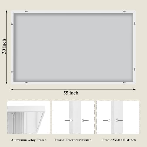 Koonmi White Rectangle Wall Mirror, 30x55 Inch Bathroom Mirror, Aluminum Frame Vanity Mirror for Entryway, Living Room, Bedroom Bathroom, Hangs Horizontally or Vertically - Image 2