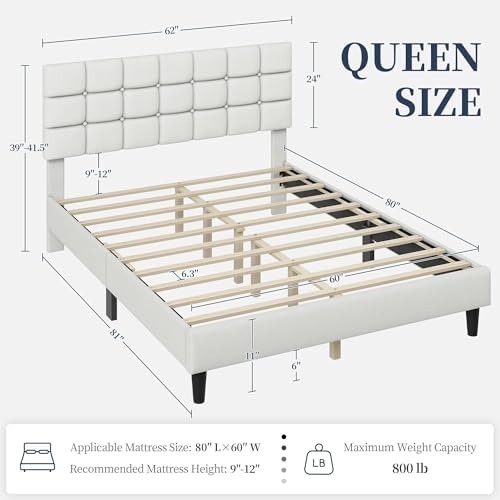 Yaheetech Queen Size Upholstered Tufted Bed Frame with Headboard - Image 2