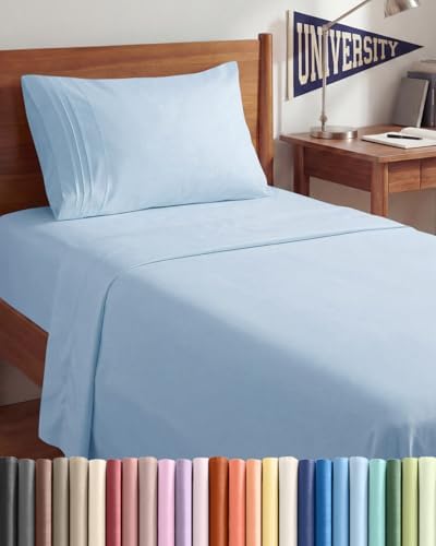 Twin XL 3 Piece Sheet Set - College Dorm Room Essentials - Sky Blue by CGKUnlimited