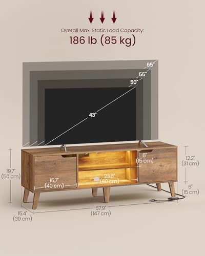 VASAGLE TV Stand with Power Outlet, Entertainment Center with LED Light - Image 7