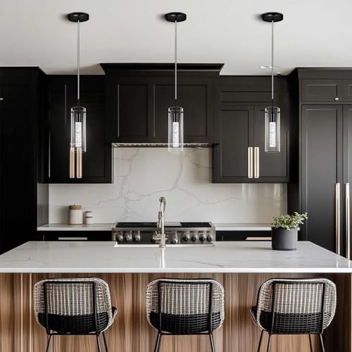LED Crystal Pendant Lights for Kitchen Island, Matte Black, 1 Pack - Image 3