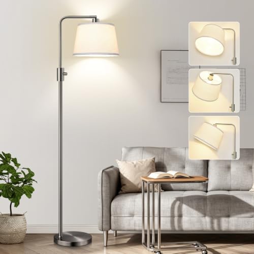 Nintiue 【Upgraded】 Dimmable Floor Lamp, 1000 Lumens LED Edison Bulb Included, Brushed Nickel Arc Floor Lamps for Living Room Modern Standing Lamp Tall Lamps for Living Room Bedroom by Nintiue