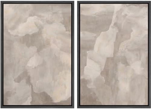 SIGNWIN Framed Canvas Print Wall Art Textured Abstract Earthy Beige Tones Illustrations Modern Art Decorative Contemporary for Living Room, Bedroom, Office - 24"" x36 x2 Black by SIGNWIN