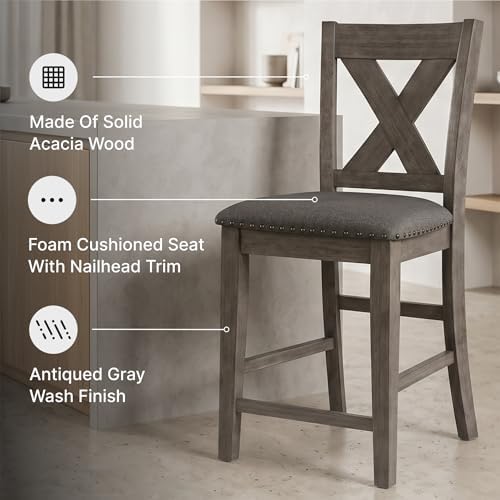 Signature Design by Ashley Caitbrook X-Back Bar Stools Set of 2, Gray - Image 4