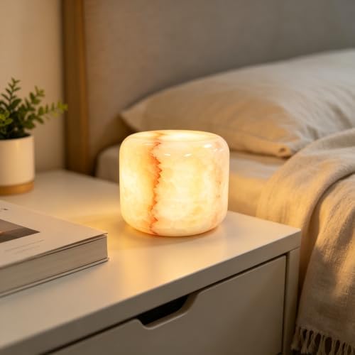 Natural Marble Table Lamp, Cordless Rechargeable Pat Control Night Light, Dimmable Warm Glow Stone Lamp for Bedroom Bedside Table Desk Shelf, Home Decor Gift - Image 7