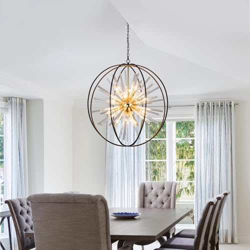 Vezzio Black and Gold Crystal Chandelier for Dining Room Kitchen Island - Image 2