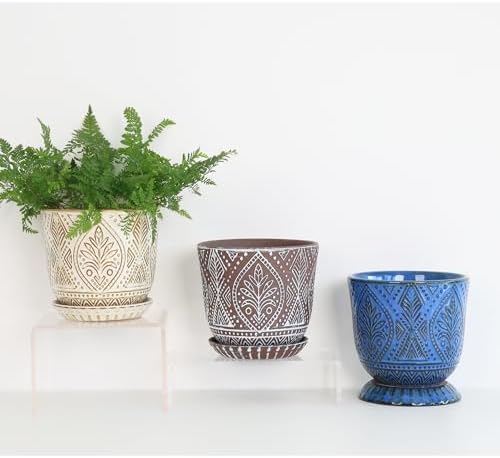 Gepege Ceramic Plant Pots, 6 Inch Indoor Planters with Drainage & Saucers - Image 5