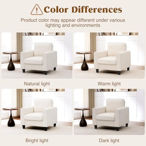 Accent Chairs Set of 2 for Living Room, Mid Century Modern Upholstered Living Room Chair, Chenille Reading Armchair for Apartment, Waiting Room, Office, Beige - Image 6