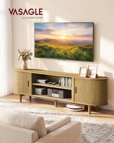 VASAGLE 70 Inch TV Stand, Mid Century Entertainment Center with Storage - Image 2