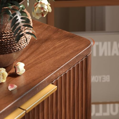 Evermagin 67" Fluted Walnut Buffet Cabinet with Storage - Image 6