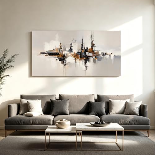 Grey Color Block Abstract Canvas Wall Art Decor For Living Room Decor 20×40 - Image 2