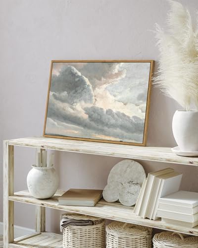 InSimSea Framed Canvas Wall Art Vintage Decor, Nature Wall Decor, Large Sky Clouds Sunset Wall Art Prints for Living Room, Classical Retro Paintings for Bedroom Office Home Decoration, 16"x24" - Image 3