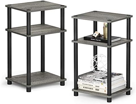 Furinno JUST Toolless 3-Tier Side Table Set of 2, Open Shelf, French Oak by Furinno-FitsYourSpaceFitsYourBudget