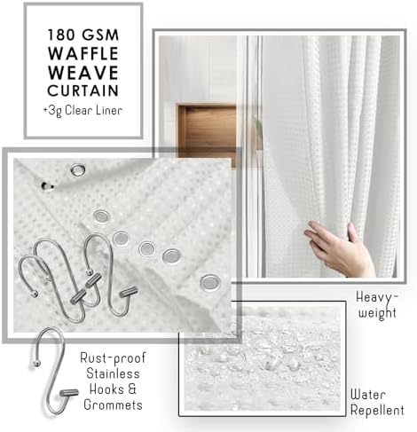 Clara Clark White Bathroom Set, Bathroom Sets with Shower Curtain and Rugs - Image 4