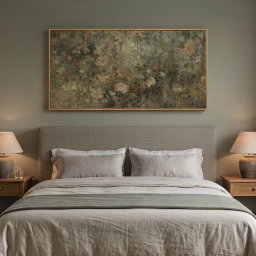 Extra Large Framed Vintage Rustic Floral Wall Art for Living Room, 60x30 In - Image 4