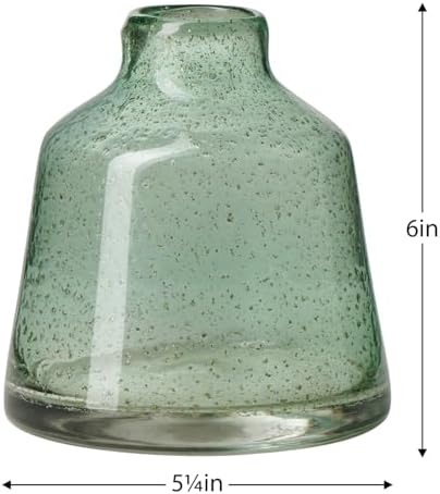 Torre & Tagus 6 Inch Tall Green Glass Vase with Gold Flakes, Mouth Blown Glass Vases Green Flower Vase Centerpieces, Watertight for Hydroponic Plants, Coastal Seagreen Gold Decor Accents (Marina) - Image 6