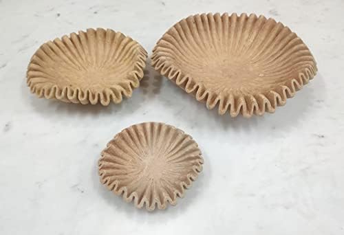 Yellow Sandstone Bowl Fruit Bowl Stone Bowl Decorative Bowl Decorative Trays Stone Fruit Bowl Ruffle Bowl Floral Bowl Home Decor (Set of 6 and 9 inches) - Image 6