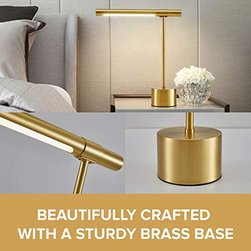 Bling All-Brass Mid Century Desk Lamp - Modern Gold Bankers Shade - 18-in LED Light - Adjustable Table Lamp for Study, Bedside Reading - Polished Brass - Image 6