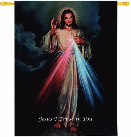 Manual Inspirational Collection Wall Hanging and Finial Rod, The Divine Mercy, 26 X 36-Inch by Manual+Woodworker