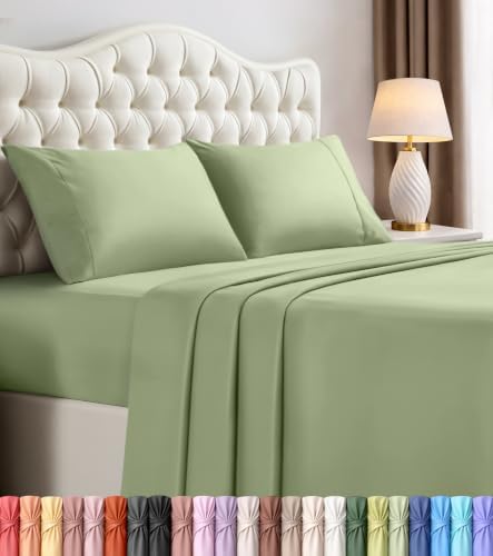 Queen Sheets Set, 4 Pieces 16" Deep Pocket Hotel Luxury Bed Sheets, Sage by UTOPIABEDDING