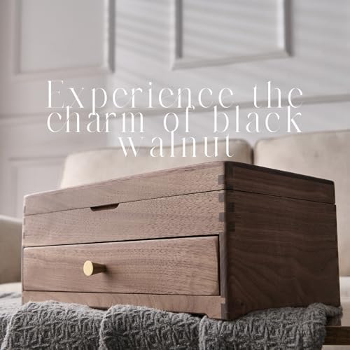 Beexchange Black Walnut Wooden Jewelry Box - Allwood, Handcrafted, Classic Jewelry Box. Jewelry boxes & organizers for Women, Men, and Girls (Double-Layer) - Image 4