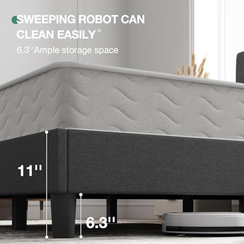 Novilla Full Bed Frame Upholstered Platform Full Size Bed Frame with Adjustable Headboard, Strong Weight Capacity, No Box Spring Needed, Easy Assembly, Grey - Image 4