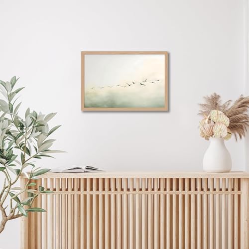 skysoon Minimalist Bird Wall Art, Neutral Abstract Landscape Canvas Print - Image 4