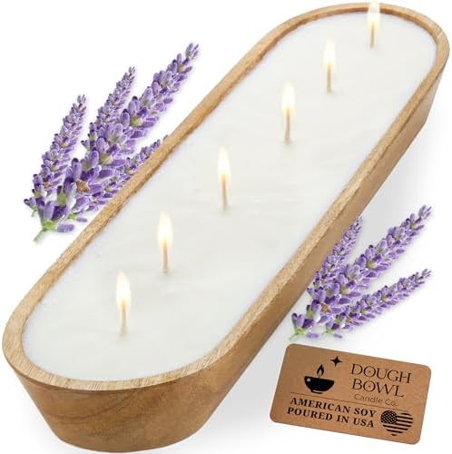 Dough Bowl Candle Co. Lilac Candle - Large 17x5 Soy Scented Candles for Women, Decorative 6 Wick Scented Candles, Luxury Woman Gift, Big Aromatherapy Odor Eliminating Decor with 70H Burn Time by Dough+Bowl+Candle+Company