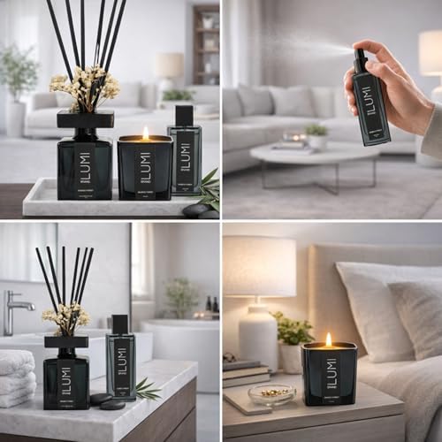 Luxury Aroma Gift Set | Bamboo Forest Scent - Reed Diffuser (200ml), Wood Wick Soy Candle (200g), Room Spray(50ml) | Includes Dried Flowers & 8 Reeds | Luxurious Fragrance for Home Décor | Great Gifts - Image 3