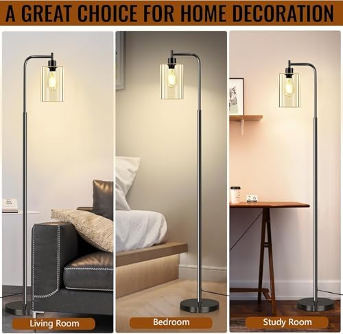 Floor Lamps for Living Room with One Bulb, Sturdy Glass Shade, Foot Switch - Image 6