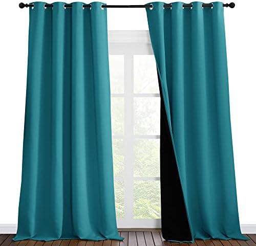 NICETOWN Full Shading Curtains for Windows, Super Heavy-Duty Black Lined Blackout Curtains for Bedroom, Privacy Assured Window Treatment (Peacock Teal, Pack of 2, 55 inches W x 102 inches L) by NICETOWN