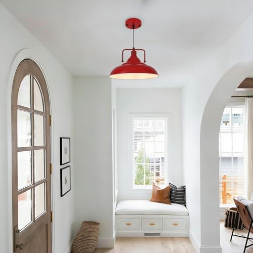 Red Pendant Lights Kitchen Island, Large Pendant Light 15.7" 3 Packs, Farmhouse Pendant Light, Modern Pendant Lights, Kitchen Pendant Lights, Pendant Light for Kitchen, Living Room, Bedroom - Image 5